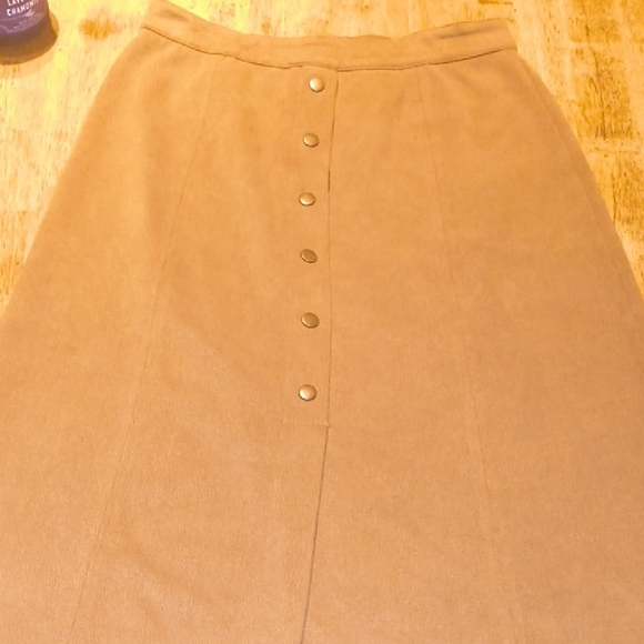 Ruby Rd. Camel Button-Front A-Line Skirt - Picture 1 of 3